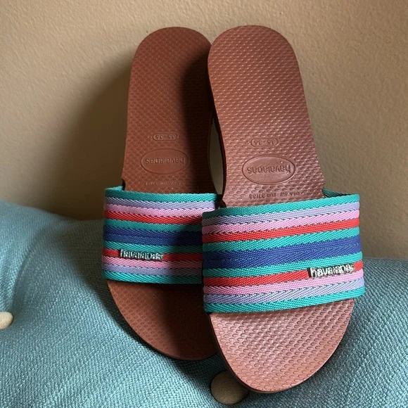 LIKE NEW Havaianas You Malta Mix Colorful Stripes Beach Slide Sandals Flip Flops - Picture 13 of 13